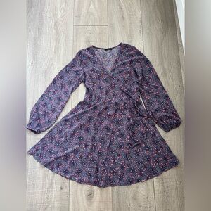 Soprano Wrap Floral Mini Dress with Bishop Sleeves